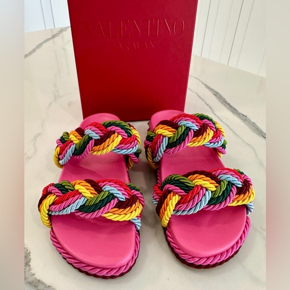 Valentino Garavani Shoes - Valentino Garavani Rockstud Multicolored Slide Sandals